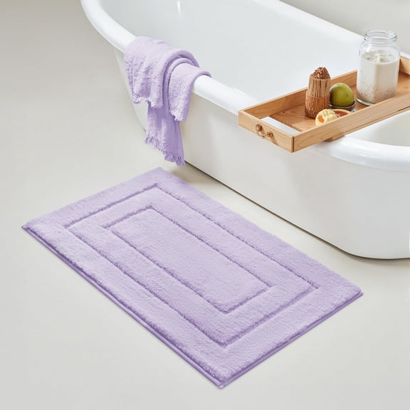 KKFEN-Bathroom Rugs Non Slip, 16" x 24", Bath Rugs for Bathroom Washable, Bath Mats for Floor, Microfiber Bath Mat for Tub, Absorbent Bath Rugs for Shower Room, Lilac