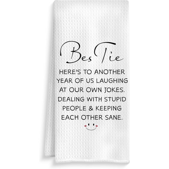 KKFEN-Bestie Gifts Kitchen Towels, Gifts for Best Friends Women Dish Tea Towels, Long Distance Friendship Gift Decorative Hand Towel for Bathroom Kitchen, 16x24 Inch