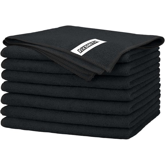 KKFEN-Black Microfiber Cleaning Cloth -Pack of 8, Highly Absorbent Cleaning Rags, 16"X12" All Purpose Cleaning Towels for Housekeeping, Kitchen, Car, Lint Free and Reusable Microfiber Towels