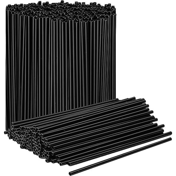KKFEN-Black Mini Sip Straws - 5 Inch Plastic Coffee & Cocktail Stirrer Straws (500 Straws)