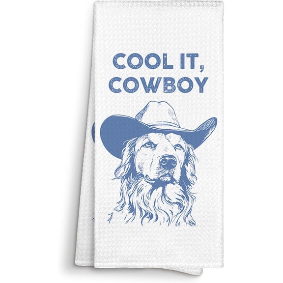 KKFEN-Blue Western Cowboy Dog Kitchen Towels Decorative 16x24, Trendy Preppy Retro Dish Towels Cloths Dishcloths Tea Towel Gifts for Teen Boys Dorm Room, Boy Nursery Bathroom Hand Towel Decor
