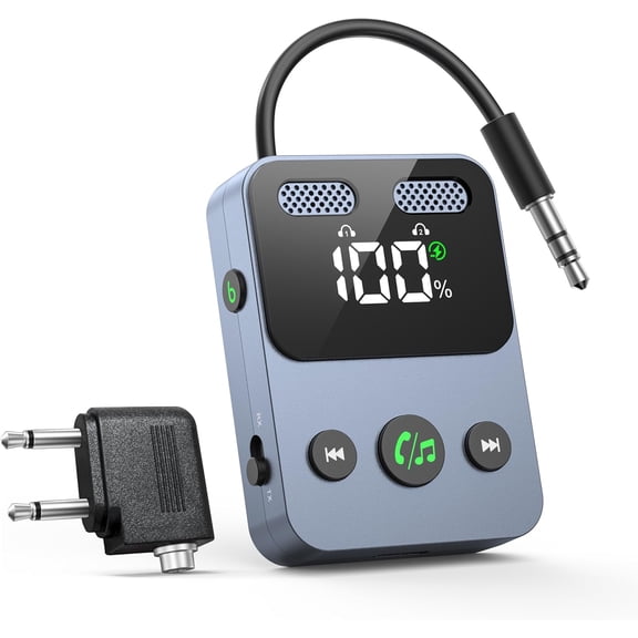 KKFEN-Bluetooth 5.3 Transmitter Receiver, 2-in-1 Adapter for Airplane, Bluetooth Transmitter for 3.5mm Aux Jacks Headphone, TV, Home Stereo, Speakers, Headphone, Car, Dual Connection