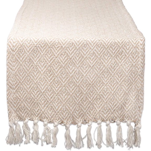 KKFEN-Braided Farmhouse Table Runner, 15 x 72 inches, 1-Piece, Stone