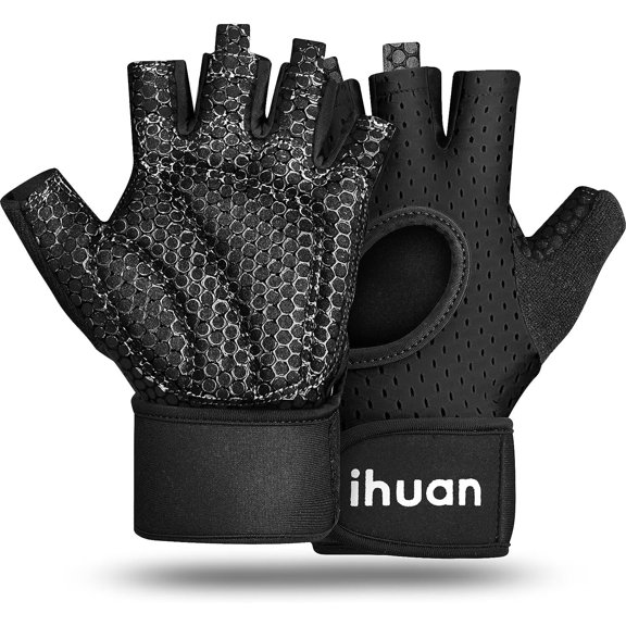 KKFEN-Breathable Weight Lifting Workout Gym Gloves: Fingerless Exercise Wrist Support | Enhance Palm Protection | Extra Grip for Fitness |Training | Rowing | Pull-ups