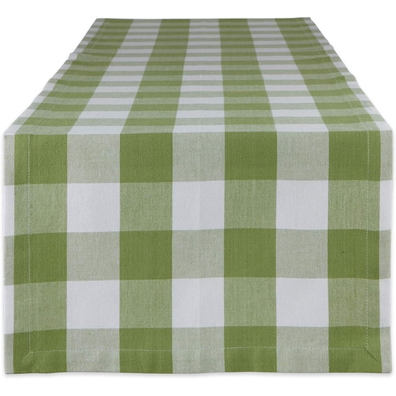KKFEN-Buffalo Check Collection, Classic Farmhouse Table Runner, 14x72, Antique Green