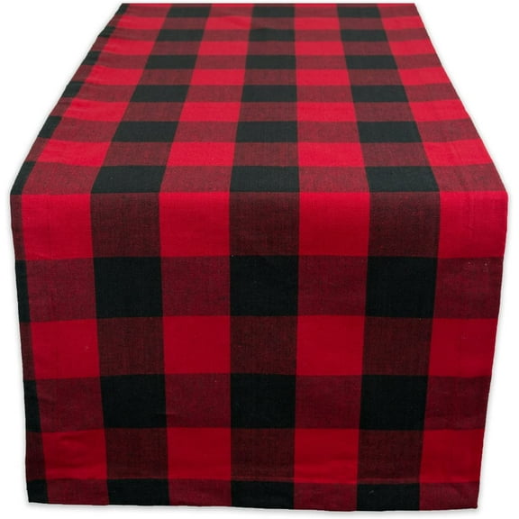 KKFEN-Buffalo Check Collection, Classic Farmhouse Table Runner, 14x72, Red & Black
