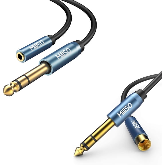 KKFEN-Bundle 1/4 Male to 3.5mm Female Headphone Adapter + 1/4" Male to 3.5mm Screw-On Female Headphone Adapter