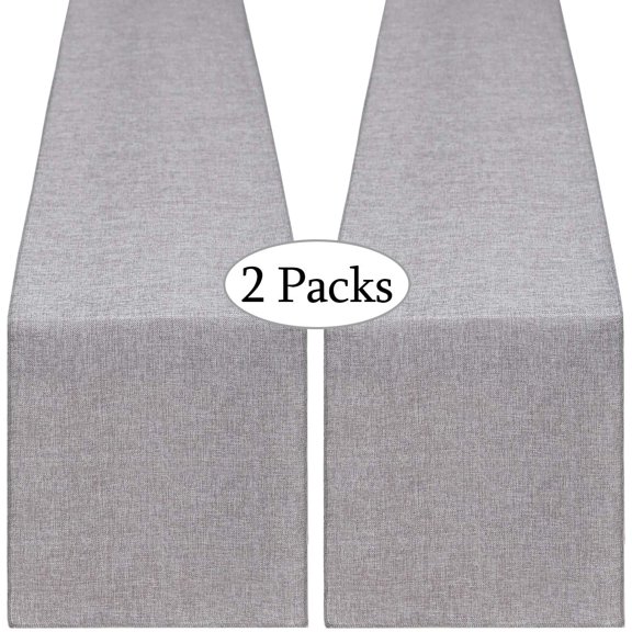 KKFEN-Burlap Table Runner Gray Wedding Table Runners Roll Jute Fabric for Boho Crafts Holiday Farmhouse Dining Room Decor 2 Packs 13x108 Inch