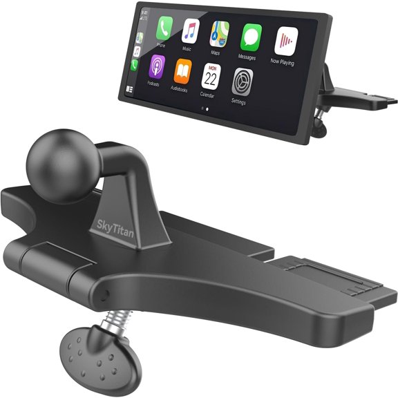 KKFEN-CD Slot Car Mount for Portable CarPlay Screens, Adjustable Angles, Low Profile and Sleek, Integrated Mounting Solution for in-Car Android Display Monitors (No Bracket Mount)