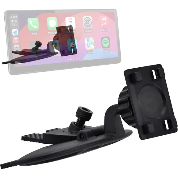 KKFEN-CD Slot Mount for CarPlay Screen Android Auto Tablet CD Mount Holder Fits 4-11 Inch Monitor for Garmin Nuvi GPS Cell Phone in-Car CarPlay Tool-Free Installation (17mm Ball & 4-Tab Bracket)