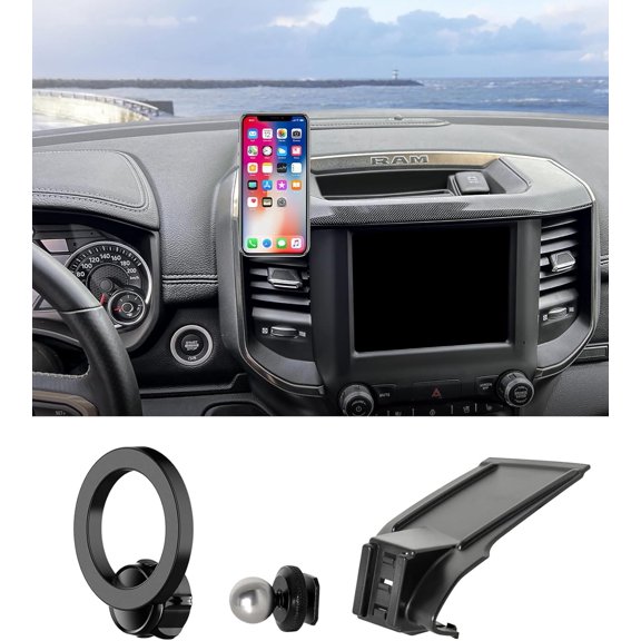 KKFEN-Car Phone Holder for 2019-2024 Dodge RAM 1500/RAM 2500/RAM 3500 Accessories, 360 Rotation Phone Mount Compatible with MagSafe, Cell Phone Holder Does Not Affect Air Vent