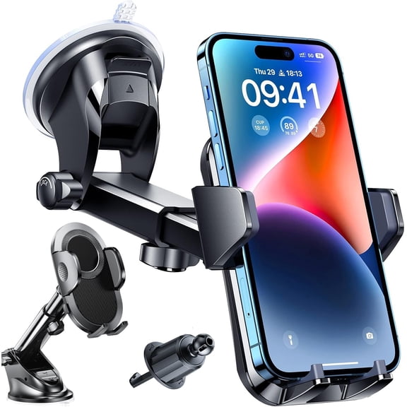 KKFEN-Car Phone Holder, Car Phone Mount 360 Rotation, Upgraded Version with Strong Suction Power, Phone Cradle for Dashboard/Windscreen/Air Vent, Phone Holder for All 4.0''-7.0'' Phones