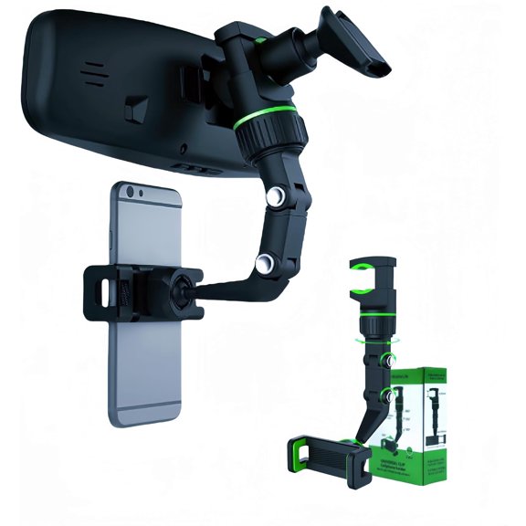 KKFEN-Car Phone Holder Rear View Mirror Phone Holder, 360 Rotatable, Adjustable Mechanical Arm, Buckle Rotation Fixation,Multifunctional Mount Phone and GPS Holder