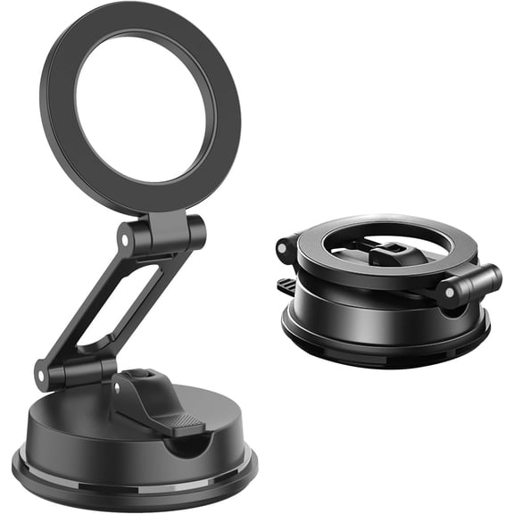 KKFEN-Car Phone Holder, Suction Phone Mount,360 Adjustable Dashboard Phone Holder, Multifunctional Strong Magnetic Center Console Navigation Fixing Bracket, for iPhone12-15 (Black)