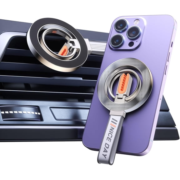 KKFEN-Car Phone Holder forAir Outlet Design, Suitable for All Vehicle ModelsSuction Cup Phone Mount for Cell Holders for Your Car/Mirror Mount for iPhone & Android (CD Pattern White+Orange)