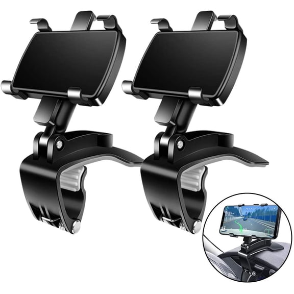 KKFEN-Car Phone Mount, [2 Pack] Cell Phone Holder for Car 360 Degree Rotation Dashboard Clip Mount Car Phone Holder Compatible for iPhone 11 13/12 pro Max 8 8Plus Samsung S10 S9 S8 4"~7" Smartphones