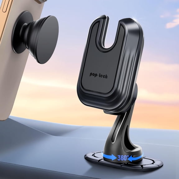 KKFEN-Car Phone Mount for Socket Grip:360 Adjustable Dashboard Adhesive Cell Phone Holder Compatible with Thick Wallet Card Holder, Black Dash Sticky Stand for iPhone Samsung