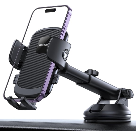 KKFEN-Car Phone Mount - [Strongest Military-Grade Suction Cup] 360 Rotation Phone Holders for Your Car Quick Release Adjustable Phone Mount for Car Dashboard for iPhone 17 16 Pro Max Dark Grey