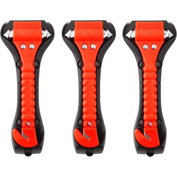 KKFEN-Car Safety Hammer Set of 3 Emergency Escape Tool Auto Car Window Glass Hammer Breaker and Seat Belt Cutter Escape 2-in-1 for Family Rescue & Auto Emergency Escape Tools (3 PCS)