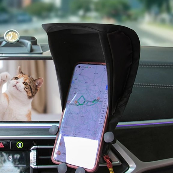 KKFEN-Car Smartphone Sunshade Smartphone Holder Sunshade Light Blocking Sunscreen Dramatically Reduces Reflection Improves Visibility Foldable Smartphone Sunshade Prevents Cell Phone Overheating
