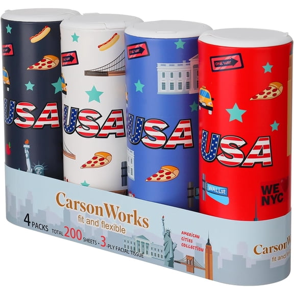 KKFEN-Car Tissues Cylinder 4 Packs Round Tissue Box Holder Perfect for Car Cup Holder, Refill Car Tissue Box Round Container with Refill Tissues for Car Bathroom Office