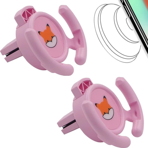 KKFEN-Car Vent Mount Holder 2 Pack - Compatible with Popsocket - Car Mount Made for Pop Socket Grips Collapsible Phone Holder for Pop Mount with Secure AC Vent Clip, Horizontal Air Vent ONLY (Pink)