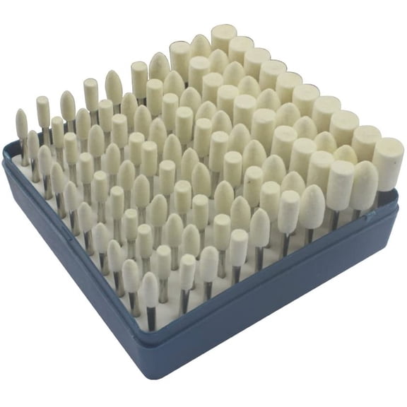 KKFEN-Carving Expert 100pcs Multifunctional Wool Felt Mandrel Mounted Grinding Polishing Accessories Attachment Set - Fit Dremel-1/8 Inch Shank