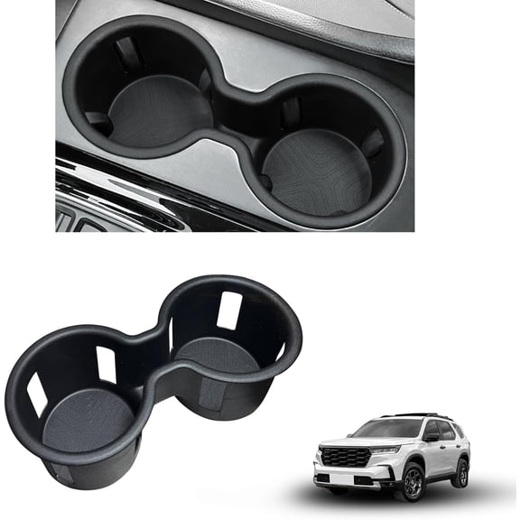 KKFEN-Center Console Cup Holder for 2023-2025 Honda Pilot/2024-2026 Passport Accessories Cup Holder Insert TPE Front Drink Holder Organizer for Pilot 2024 Interior Decoration Black