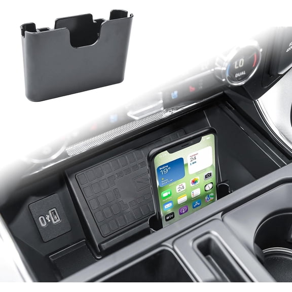 KKFEN-Center Console Phone Holder Compatible with 2021-2025 2026 Ford F150 Accessories, Front Storage Pocket Phone Mount Interior Compartment Within Reach
