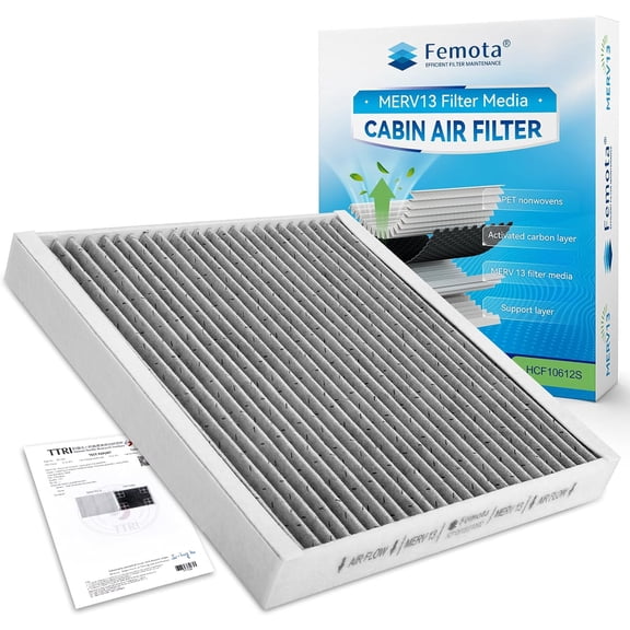 KKFEN-Certified MERV 13 Cabin Air Filter with Activated Carbon, CF10612 for Smart Fortwo (2008-2018), EQ Fortwo (2019-2019), Replace OE: 4518300018, 0001110V003000000
