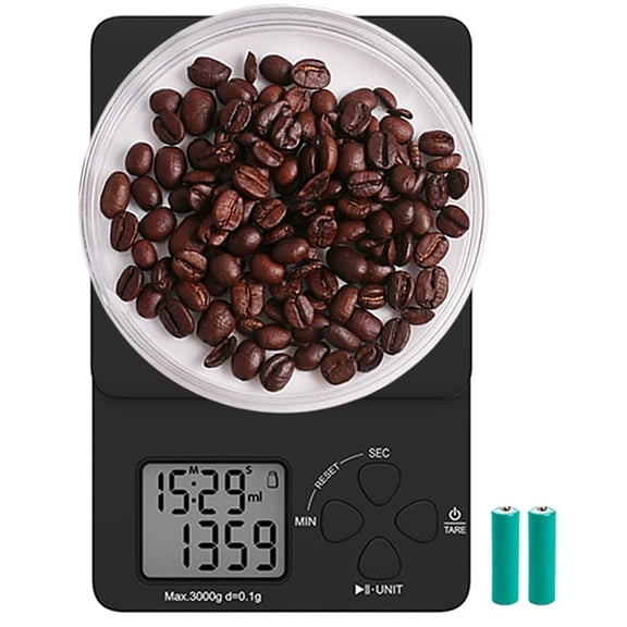 KKFEN-Coffee Digital Scale with Timer, Kitchen Scales Weight for Food Ounces and Grams - 2 Batteries Included