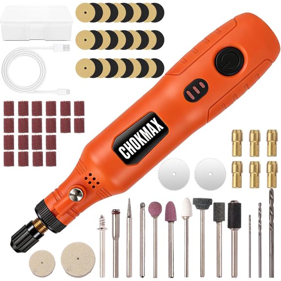 KKFEN-Cordless Rotary Tool, 3-Speed Front Working Light Grinder Kit with 72 Accessories, Type-C Charging Art Craft Tool for Cleaning, Sanding, Polishing, Drilling and Small DIY Crafts