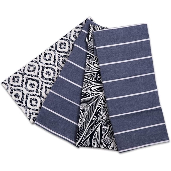 KKFEN-Cotton Kitchen Towels Set of 4 - Absorbent Towels Set | Tea Towels | Bar Towels | Trellise Design Kitchen Linen, Multi Purpose Dish Hand Towels 20x28
