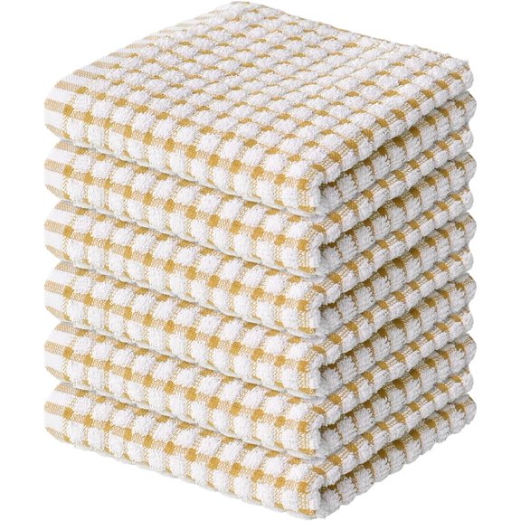 KKFEN-Cotton Orange Terry Kitchen Dish Cloths, 12x12 Inch Ultra Soft Absorbent Quick Drying Household Cleaning Kitchen Rags Set of 6