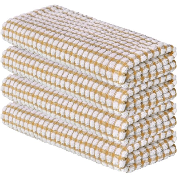 KKFEN-Cotton Orange Terry Kitchen Dish Towels, 16x25 Inch Ultra Soft Absorbent Quick Drying Household Cleaning Dish Cloths Kitchen Rags Set of 4