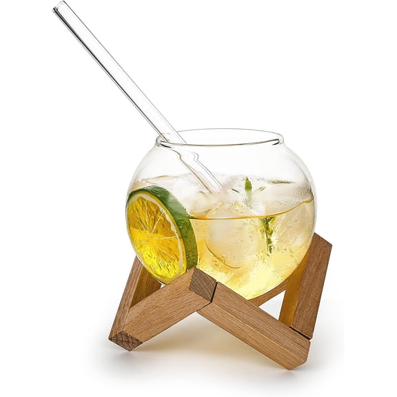 KKFEN-Creative Glass Ball Cup with Stand, Spherical Glassware for Whisky, Iced Coffee Cup, Stemless Wine Glass, Drinking Glasses for Iced Coffee Cups, Water, Juice, Tea, Smoothies