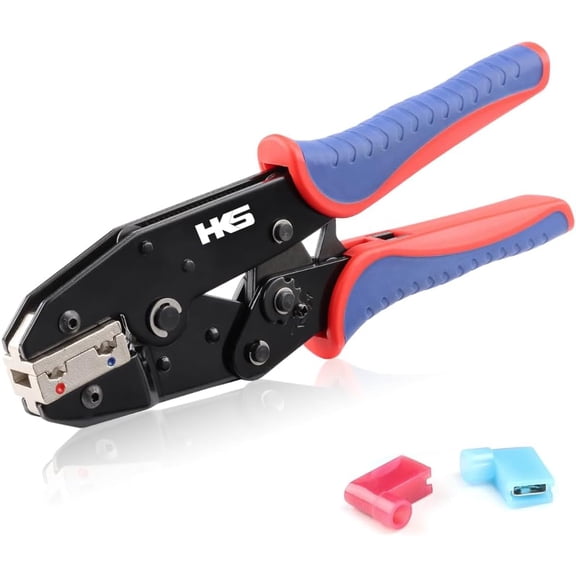 KKFEN-Crimping Tool for Insulated Flag Terminals - Ratcheting Wire Crimpers - AWG 22-14 (0.5-2.5mm) - Ratchet Terminal Crimper - Electrical Crimping Tool