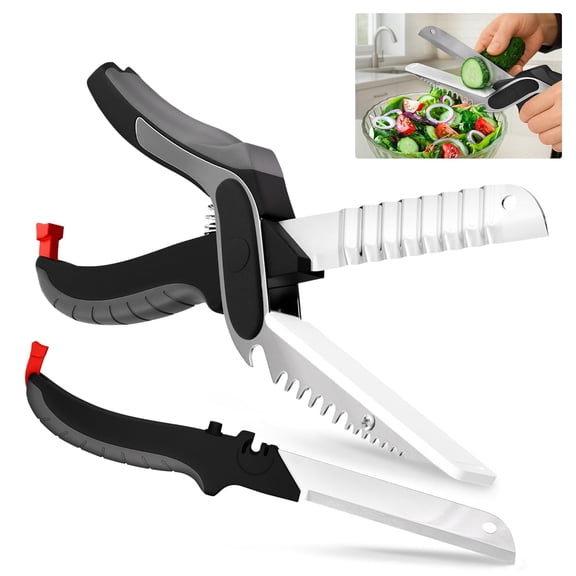 KKFEN-Cutting Board Scissors for Food 7-in-1 Kitchen Food Scissors with Ribbed & Flat Blades for Easy Meat, Fruits & Veggies Cutting and Decorative Slicing Easy To Clean Kitchen Shears
