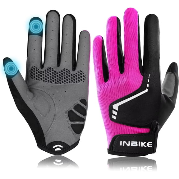 KKFEN-Cycling Gloves, Padded Mountain Bike Gloves for Men Women, Shock-Absorbing Touchscreen Lightweight Bicycle Glove