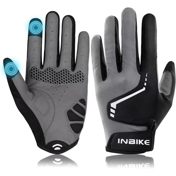 KKFEN-Cycling Gloves, Padded Mountain Bike Gloves for Men Women, Shock-Absorbing Touchscreen Lightweight Bicycle Glove