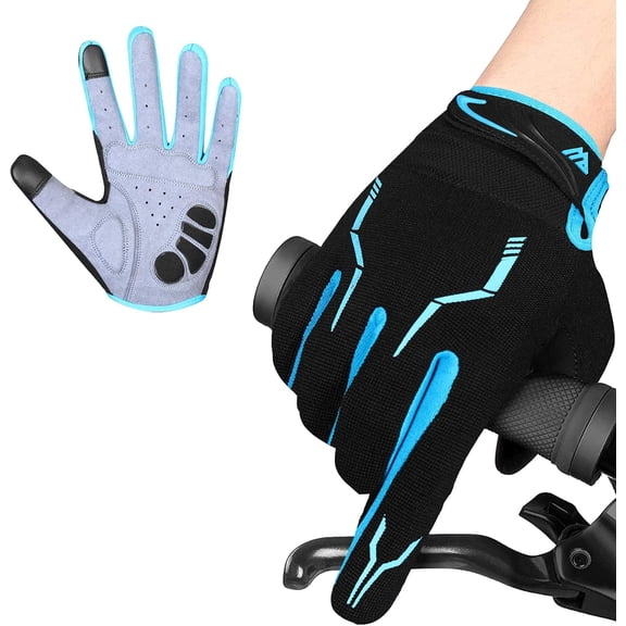 KKFEN-Cycling Gloves for Men - Full Finger BMX & Mountain Bike Gloves with Touchscreen, MTB, Padded Anti-Slip Grips for Men, Women & Wheelchairs