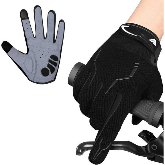 KKFEN-Cycling Gloves for Men - Full Finger BMX & Mountain Bike Gloves with Touchscreen, MTB, Padded Anti-Slip Grips for Men, Women & Wheelchairs