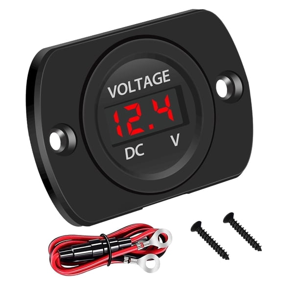 KKFEN-DC 12V Battery Voltage Gauge, Waterproof Battery Voltage Meter with LED Digital Display Voltmeter for Car Boat Marine Motorcycle Truck