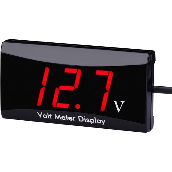 KKFEN-DC 12V Car Digital Voltmeter - LED Display Voltage Volt Meter Gauge for Car Motorcycle (Red)