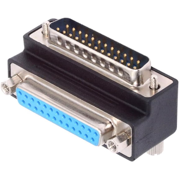 KKFEN-DSUB Parallel LPT AES/EBU DB25pin Male Nut to Female Screw Extension Adapter DB Connector Up 90 Degree Angled