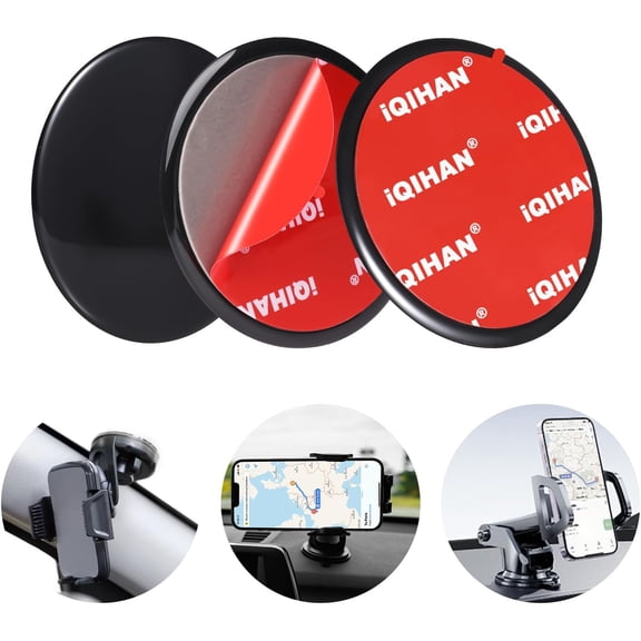 KKFEN-Dashboard Pad Mounting Disk for Suction Cup Mount, 2pcs Adhesive Disc for Car Phone Holder Base, Large Sticky Plastic Dsk Replacement for Garmin GPS, Sat Nav, Tablet, Cellphone Bracket - 95mm (