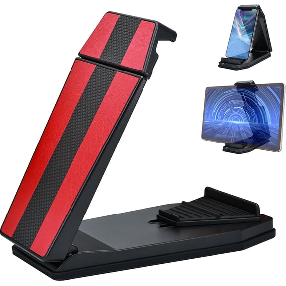 KKFEN-Dashboard Phone Mount Holder for Garmin Nuvi Tomtom Magellan Navigation iPhone iPad Galaxy Yoga Android Tablet PC Fits 4.3"-10.1" GPS & Smartphone Anti-Skid Friction Clamp Mount (Red)