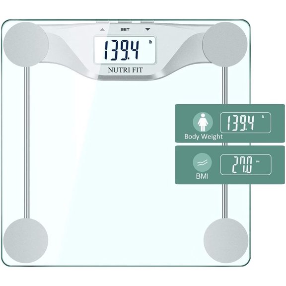 KKFEN-Digital Body Weight Bathroom Scale BMI, Accurate Weight Measurements Scale,Large Backlight Display and Step-On Technology,400 Pounds