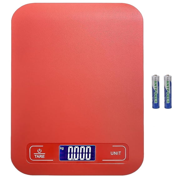 KKFEN-Digital Shipping Scale,Stainless Steel Panel, Accurate Portable Postal Scale for Packages, Small Business,Kitchen, Food, Handmade, Liquids, and Boutique (Red Battery(10kg/1g))