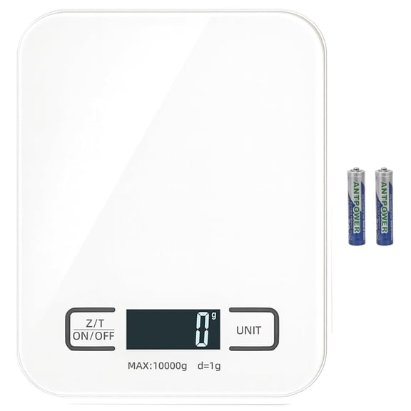 KKFEN-Digital Shipping Scale,Stainless Steel Panel, Accurate Portable Postal Scale for Packages, Small Business,Kitchen, Food, Handmade, Liquids, and Boutique (White Battery(10kg/1g))